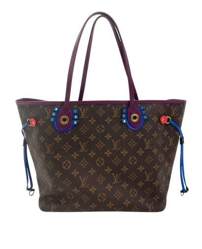 Neverfull Totem, 1.200€, Bolso, Azul/Marrón/Morado, Canvas - General, Vista frontal